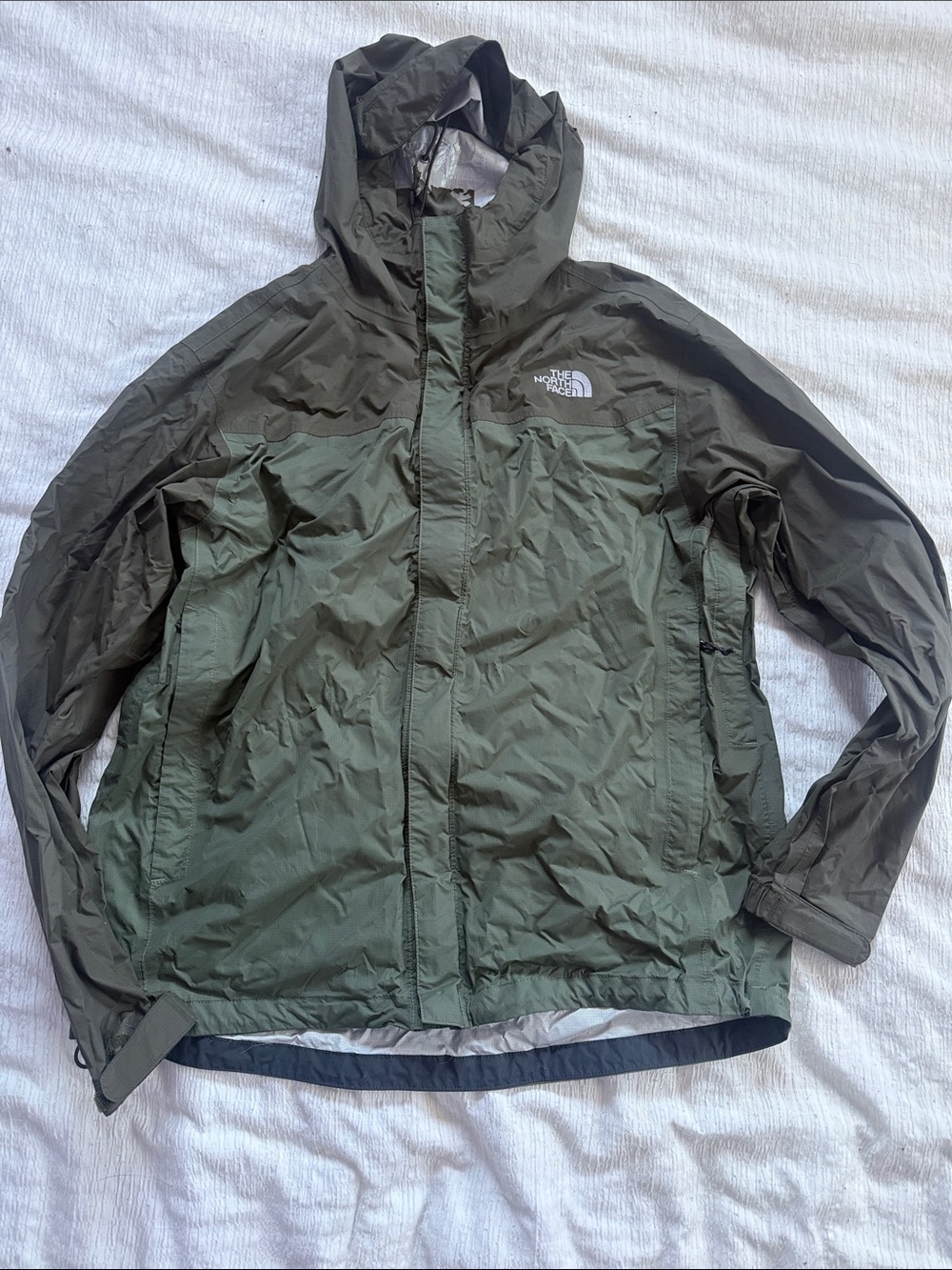 The North Face Two-Tone Olive Hooded Shell Jacket - Picture 3 of 4